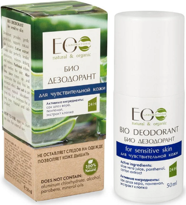 EO LAB - BIO-deodorant - Jemnosť a pohodlie - organický extrakt z aceroly, perlový prášok, kyselina hyalurónová, BEZ Alkoholu. 50 ml