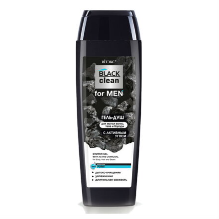 Belita Black Clean sprchový gél pre mužov s aktívnym uhlímna pre telo a tvár, 400 ml