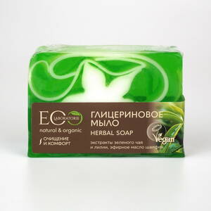 EO LAB BYLINNÉ Glycerínové mydlo Ručná výroba - zelený čaj, šalvia a ľalia 130g