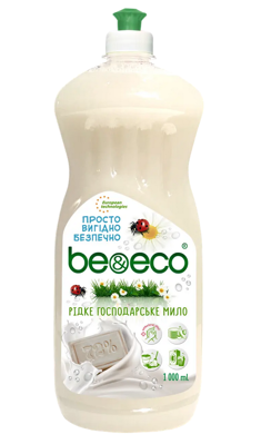 Be&ECO - Univerzálne Biele Tekuté mydlo na pranie a domácnosť 72% 1000 ml