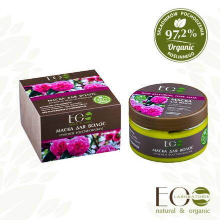 EO LAB maska na vlasy hĺbková obnova - ružová voda, jojoba, proteíny hodvábu a ľaničník 250ml