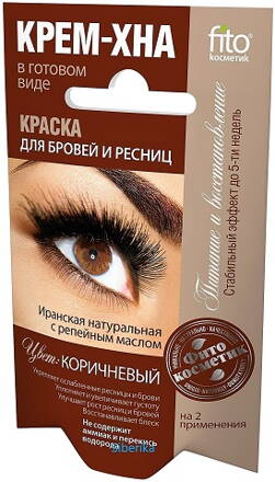 Fitokosmetik Krémová henna - Farba na obočie a mihalnice Hnedá 2X2 ml